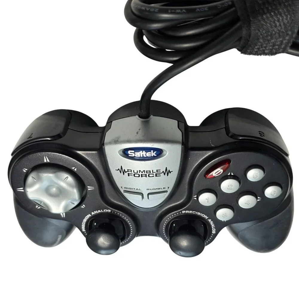 Saitek Rumble Force Wired Game Controller P2500 USB PC Gaming Gameplay Analog